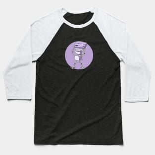 Robot Holding Drum Machine Purple Tint Baseball T-Shirt